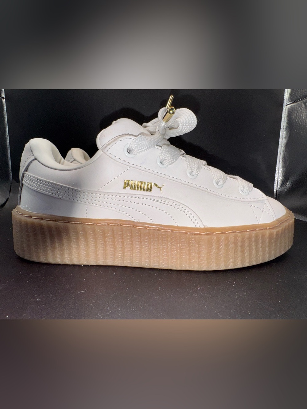 Puma Fenty Rihanna Creeper Platform Sneakers Cream White Gum Sole luxe women 6.5 - Picture 11 of 17